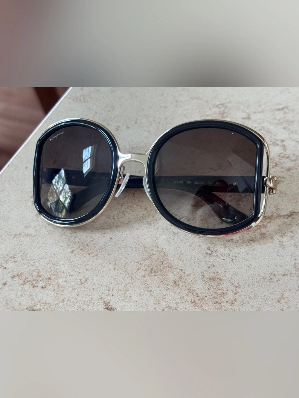 Salvatore Ferragamo Black Round Sunglasses with Silver Trim- SF719S- never worn